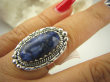 bpee3842 Szafirowy CUDOWNY Pierścień Szafir Indyjski w orientalnej oprawie Szafiry - WIERNOŚĆ w związkach , Stres, choroby oczu ciśnienie r.17 Srebro 925 # - 3