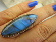 bpe7175 Długi 4.2 cm  Egzotyczny Pierścień Labradoryt Spektrolit - kamień Zorzy Polarnej r.17 Srebro 925 # - 3