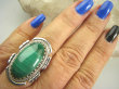 bpe7191 Biżuteria Egzotyczna !!! Cudowny MALACHIT W ORIENTALNEJ OPRAWIE -  Pierścień MALACHIT - pobudza kreatywność r.18 Srebro 925 # - 5