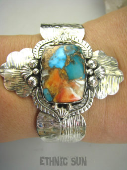 bb3245 NIEZWYKŁA Szeroka aż 6cm , Duża 65 gramów !!! Otwarta BRANSOLETA Bangla naturalny OSTRYGOWY TURKUS MIEDZIANY Turkus OSTRYGA Muszla złota MIEDZ pięknie zdobione Srebro 925 #