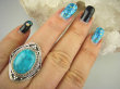 bpe6755 Biżuteria Egzotyczna !!! DUŻY masywny Pierścień Turkusowo-morski  Howlit r.17/ r.18  Srebro 925 # - 9
