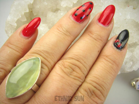 bpe9005 ZIELONA MARKIZA ! Klasyczny Pierścień Pierścionek z naturalnym Prehnitem PREHNIT r.19 Lśniące Srebro 925 Czakra Serca #