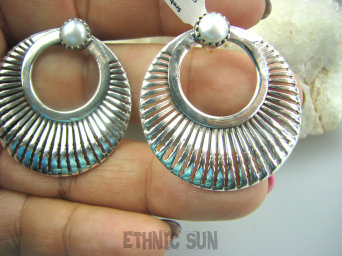 bkee795 DUŻE, LEKKIE KOŁA  AŻUROWE Kolczyki na sztyft Perła hodowlane Perły Srebro 925