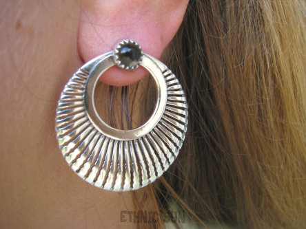 bke750 Duże Lekkie KOŁA Kolczyki na sztyft Kwarc Dymny w kolorze gorzkiej czekolady Srebro 925