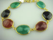 bb1820 PIĘKNA Bransoleta Duże Okazy Kamieni KARNEOL , HELENIT, ONYKS Srebro 925 pozłacane miedzią - 3