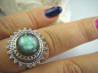 bpe5105  MAX BLASK  BAJECZNIE Piękny Pierścień Złocisto Zielony LABRADORYT Spektrolit - kamień Zorzy Polarnej r.18 SREBRO 925 # - 2