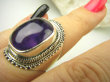 bpe8788 BIŻUTERIA ORIENTALNA !!! Pierścień Pierścionek naturalny Ametyst z inkluzjami piekny - kamień mądrości r.15/ r.16 Srebro 925 # - 2