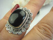 bpe4386 PIĘKNY OKAZ !!!  Duży i śliczny Pierścień Pierścionek czarny ONYKS regeneruje SERCE, EGZEMY, PAMIĘĆ r.15 Srebro 925 # - 7
