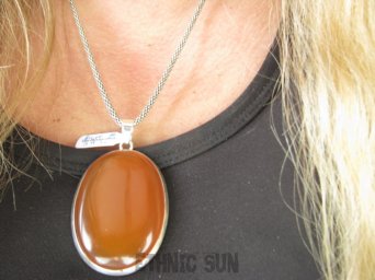 bwe3930 Niesamowity 6.5 cm GIGANT 28 gramów !!! Duży Wisior Zawieszka CZERWONY ONYKS - regeneruje SERCE, EGZEMY, PAMIĘĆ Srebro 925 #