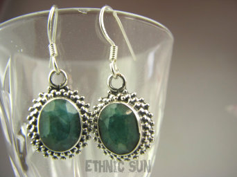 bkee743 Koronkowe  LUX Kolczyki ze szmaragdami indyjskimi SZMARAGD Szmaragdy Srebro 925