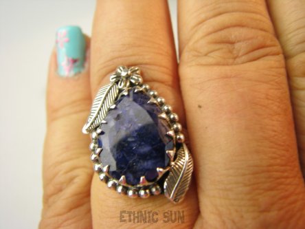 bpee4245 Czarodziejsko Piękny CUDOWNY Pierścień Pierścionek Szafir Indyjski w orientalnej oprawie Szafiry r.16/r.17 Srebro 925 #
