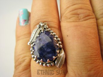 bpee4245 Czarodziejsko Piękny CUDOWNY Pierścień Pierścionek Szafir Indyjski w orientalnej oprawie Szafiry r.16/r.17 Srebro 925 #