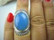 bpe5017 Niebiesko Błękitny CHALCEDON (TARCZYCA) Pierścień r.14 Srebro 925 czakra gardła # - 2