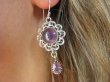 bkee883  Śliczne Długie Ażurowe Kolczyki Fioletowy Ametyst Srebro 925 - 3