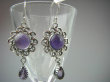 bkee883  Śliczne Długie Ażurowe Kolczyki Fioletowy Ametyst Srebro 925 - 2