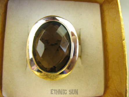 bpee4038 Delikatny Pierścień z czekoladowym Kwarcem Dymnym KWARC DYMNY r.17 lśniące Srebro 925 #