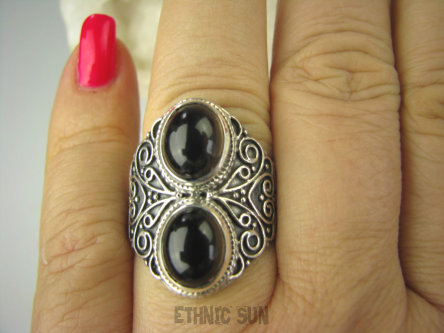 bpe6844 Piękny Egzotyczny Pierścień KWARC DYMNY KAMIEŃ ANTYSTRESOWY I USPOKAJAJĄCY r.21 Srebro 925 #