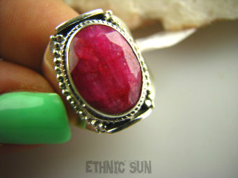 bpee2441 NAMIĘTNY RUBIN - piękny Pierścień z naturalnym rubinem indyjskim Rubiny r.16 Srebro 925 #