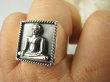 bpe8980 Sygnet Pierścień Pierścionek ze srebra Amulet Medytujący Budda BHUMISPARHA MUDRA przywołanie ziemi na świadka Bhumisparsha mudra r.21/ r.22 SREBRO 925 # - 12