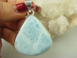 bwe3510 DUŻY WISIOR 24g Naturalny rzadki kamień LARIMAR kamień ANIELSKI czakra gardła lśniące SREBRO 925 # - 6