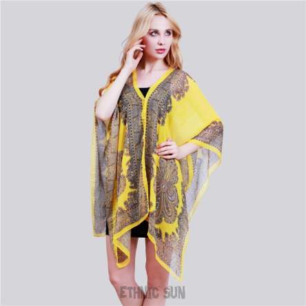 P31 Żółta ORIENTALNA PIĘKNOŚĆ 5 W 1 !!!! Pareo, Bluzka, Sukienka, Chusta, Szal  Yellow- w kolorze słoneczników rozmiar uniwersalny