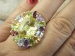 bpee4645 Wooow BOSKO PIĘKNY WIELOBARWNY Lux Pierścień Pierścionek naturalny Cytryn Lemon, Ametyst, Granaty, Oliwin, Blue Topaz r.17 SREBRO 925 # - 4