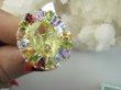 bpee4645 Wooow BOSKO PIĘKNY WIELOBARWNY Lux Pierścień Pierścionek naturalny Cytryn Lemon, Ametyst, Granaty, Oliwin, Blue Topaz r.17 SREBRO 925 # - 7