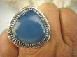 bpe7801  Niebieski cudny Pierścień CHALCEDON (TARCZYCA) r.17 egzotycznie zdobione Srebro 925 # - 6