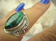 bpe7004 Biżuteria Egzotyczna !!! Delikatny Pierścień MALACHIT - pobudza kreatywność r.14 ażurowa obrączka Srebro 925 # - 3