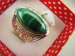 bpe7004 Biżuteria Egzotyczna !!! Delikatny Pierścień MALACHIT - pobudza kreatywność r.14 ażurowa obrączka Srebro 925 # - 7