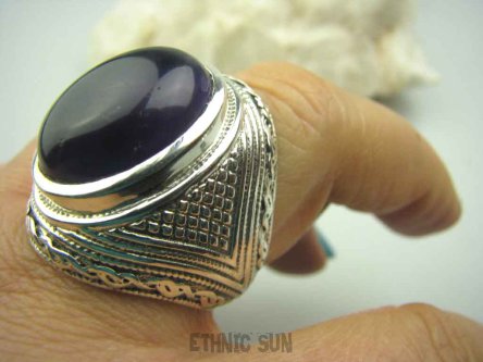 bpe4083 Niezwykły OKAZ Masywny Pierścień AMETYST - kamień mądrości r.23/ r.24 Duży Rozmiar Srebro 925 #