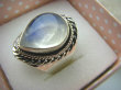 bpe5746 Biżuteria Egzotyczna - Przeświecająca Kropla w odcieniu błękitu  !!! Delikatny Pierścień Kamień Księżycowy r.17/ r.18 Srebro 925 # - 4
