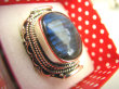 bpe8567 Biżuteria Orientalna !!! Pierścień Pierścionek LABRADORYT Spektrolit - kamień Zorzy Polarnej r.18 SREBRO 925 # - 9