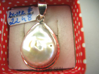 bwee2248 RARYTAS naturalna opalizująca wielobarwna duża PERŁA BIWA Elegancki Wisior z DUŻA perłą Srebro 925 #