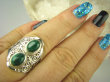 bpe6564 Biżuteria Egzotyczna !!! Pierścień MALACHIT - pobudza kreatywność r.16 szeroka obrączka Srebro 925 # - 6