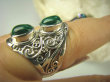 bpe6564 Biżuteria Egzotyczna !!! Pierścień MALACHIT - pobudza kreatywność r.16 szeroka obrączka Srebro 925 # - 5