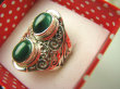 bpe6564 Biżuteria Egzotyczna !!! Pierścień MALACHIT - pobudza kreatywność r.16 szeroka obrączka Srebro 925 # - 3