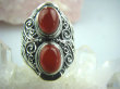 bpe5097 Orientalny Pierścień czerwony Onyks -  regeneruje SERCE, EGZEMY, PAMIĘĆ r.18/ r.19 Srebro 925 # - 2