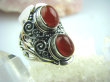 bpe5097 Orientalny Pierścień czerwony Onyks -  regeneruje SERCE, EGZEMY, PAMIĘĆ r.18/ r.19 Srebro 925 # - 3