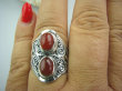 bpe5097 Orientalny Pierścień czerwony Onyks -  regeneruje SERCE, EGZEMY, PAMIĘĆ r.18/ r.19 Srebro 925 # - 6