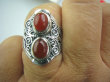 bpe5097 Orientalny Pierścień czerwony Onyks -  regeneruje SERCE, EGZEMY, PAMIĘĆ r.18/ r.19 Srebro 925 # - 8