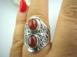 bpe5097 Orientalny Pierścień czerwony Onyks -  regeneruje SERCE, EGZEMY, PAMIĘĆ r.18/ r.19 Srebro 925 # - 9
