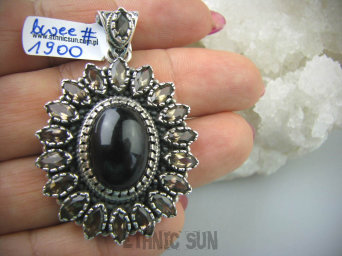 bwee1900 EGZOTYCZNE SŁOŃCE !!!! 20 g!  Zabójczo Piękny Wisior Kwarc Dymny - kamień antystresowy Srebro 925 #