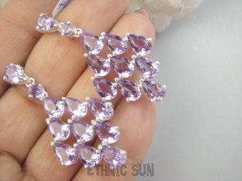 bkee1177 Eleganckie OSZAŁAMIAJĄCO piekne Długie 4.7 cm Kolczyki na sztyft AMETYST -  kamień mądrości Srebro 925