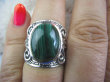 bpe4643 Biżuteria Egzotyczna - Niezwykły OKAZ Pierścień MALACHIT - pobudza kreatywność r.16 Masywna Zdobiona obrączka Srebro 925 # - 5