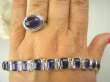 bpe7809 Cudny Wysoki PIERŚCIEŃ Fioletowy Ametyst - kamień mądrości r.21 Srebro 925 # - 8