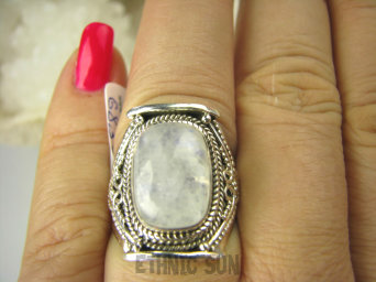 bpe6836 Biżuteria Orientalna !!!! Egzotyczny Pierścień Kamień Księżycowy r.17 Srebro 925 #