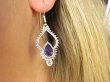 bkee1075 Egzotyczne Długie Lekkie Ażurowe Kolczyki Fioletowy Ametyst - kamień mądrości Srebro 925 - 4