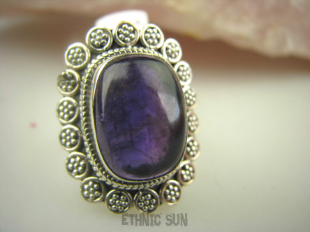 bpe8479 Koronkowa piękność Delikatny Pierścień Pierścionek naturalny AMETYST - kamień odwagi r.13 Srebro 925 #