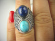 bpe6879 Biżuteria Orientalna !!! Przepiękny Masywny Pierścień Turkus Turkusy Lapis Lazuli r.13 Srebro 925 # - 5